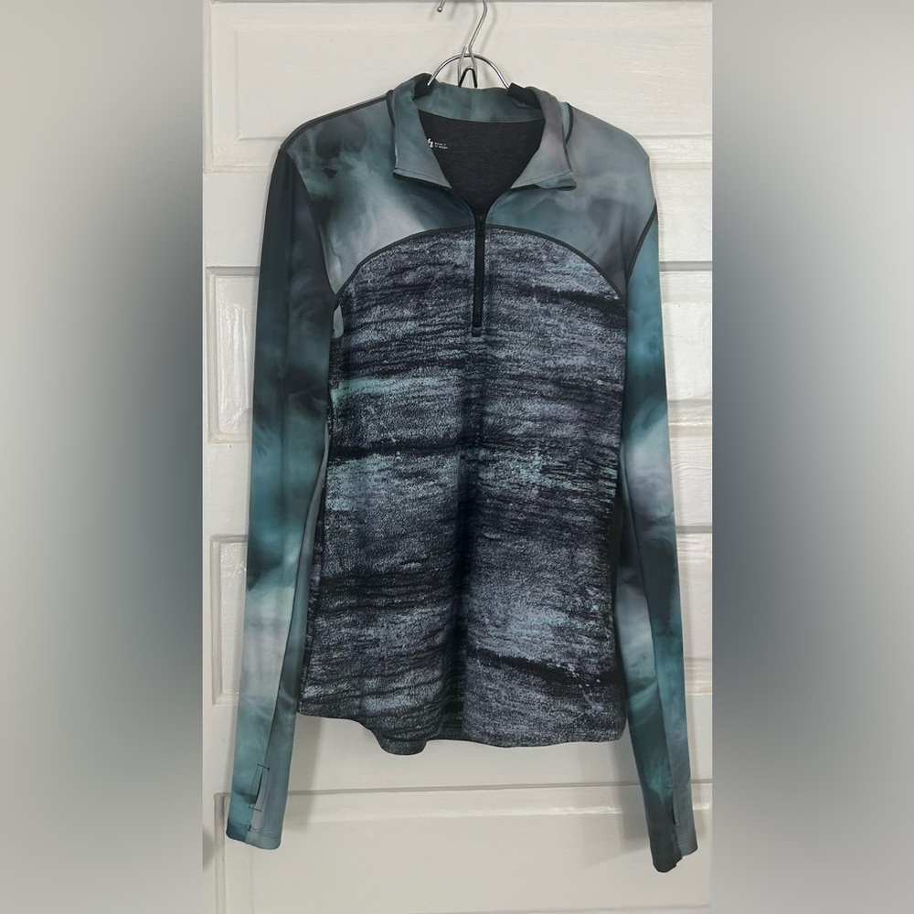 NWOT Wear It To Heart Teal and Quarter Zip Top, size L